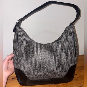 Classic Gray Herringbone Shoulder Bag